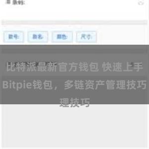 比特派最新官方钱包 快速上手Bitpie钱包，多链资产管理技巧