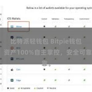 比特派轻钱包 Bitpie钱包：资产100%自主掌控，安全可靠。